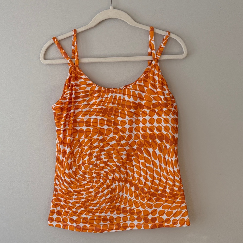 Prana Orange Swirl Camisole Athletic Tank Top